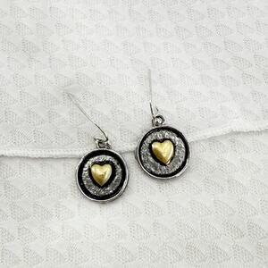 Heart Earrings, Rustic Love Heart Dangle Earrings, Metal Minimalist Earrings